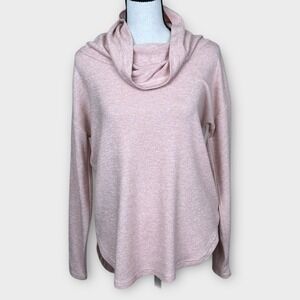 Prana Pink Marled Knit Cowl Neck Long Sleeve Tunic Top Women's Oversized XS